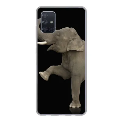 Produktbild von MuchoWow® Handyhülle Schutzhülle Hülle für Samsung Galaxy A71 Elefant - Tiere - Schwarz - Porträt Silikon Softcase Handy Hülle - Kartenbesitzer