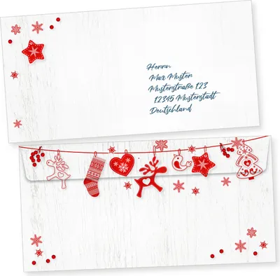 Produktbild von Julfest 100 Weihnachtsumschläge Din lang ohne Fenster Umschläge Weihnachten selbstklebend nordisch, schwedisch