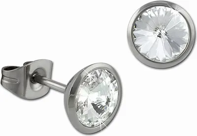 Produktbild von Amello Edelstahl Ohrringe Ohrstecker rund glitzernde Zirkonias weiß ESOS07W