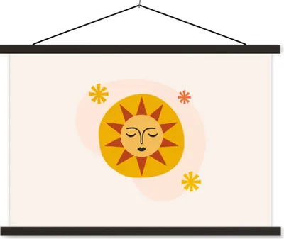 Produktbild von MuchoWow® Textilposter Sonne - Sommer - Pastell 150x100 cm mit schwarzem Rahmen - Schlafzimmer