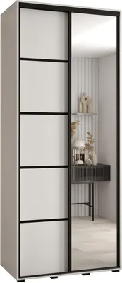Produktbild von MEBLE KRYSPOL Cannes 5 Schrank mit 2 Schiebetüren - 205,2x120x45 cm - Weiß Weiß Schwarz