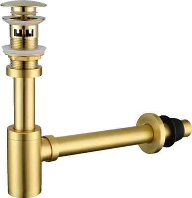Produktbild von Kit – Pop-Up-Ablaufgarnitur mit Überlauf für Badezimmerwaschbecken, gebürstetes Gold, universeller Geruchsverschluss aus Messing, 1 1/4 Zoll