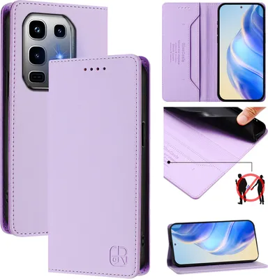 Produktbild von Lederhülle für Infinix Note 50 Pro+ Hülle Flip Brieftasche Kartenfächern Ständer Schutzhülle Violett