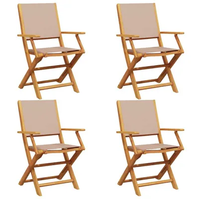 Produktbild von Gartenstühle 4 Stk. Klappbar Taupe Stoff und Massivholz