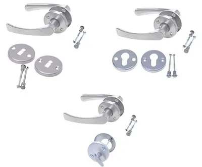 Produktbild von Aqbau® Rosettengarnitur Türgriff Set Türdrücker Drückergarnitur Türbeschlag Türklinke Silber (WC - Badezimmer)
