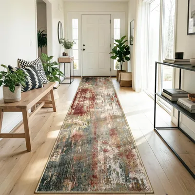 Zdjęcie produktu dla Antypoślizgowy dywanik podłogowy, 60 x 300 cm, w kolorze czerwono-brązowym