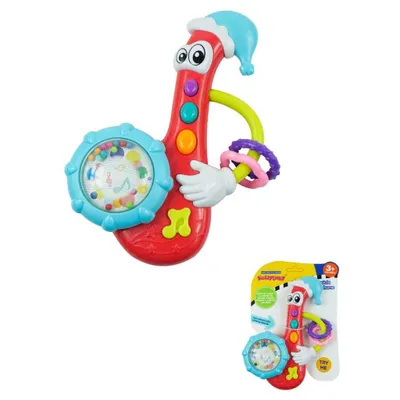 Obrázok produktu pre Hrkálka Baby Mix s melódiou saxofon červený