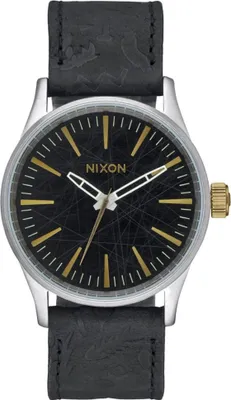 Produktbild von Nixon A377 2222 Sentry 38 Leather Black Brass Herrenuhr
