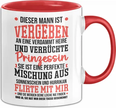 Produktbild von Vergebener Mann Tasse Geschenk Für Freund Eifersüchtige Freundin Geschenkidee Paare (Rot)
