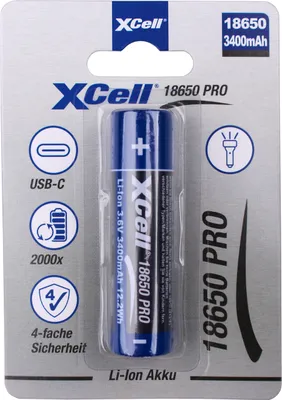 Immagine prodotto di XCell Akku 18650-3400 18650 PCB/IC-Protection Flattop (3,6 V, 3400 mAh) 148105