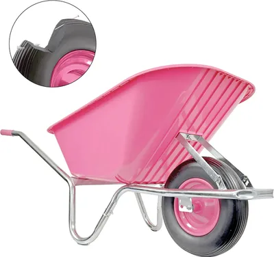 Produktbild von Matrix Schubkarre 100l 250kg Vollgummirad Kunststoffwanne pink Rahmen verzinkt