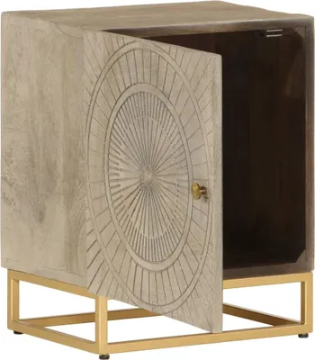 Obrázok produktu pre vidaXL Nočný stolík 40x30x50 cm z masívneho dreva mango a železa