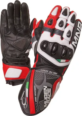 Imagen del producto de MUGENRACE, guantes para motocicleta, color /blanco/rojo, talla M