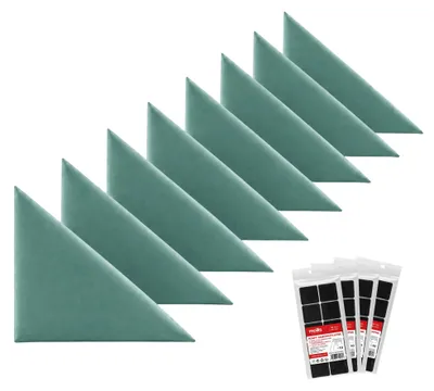 Produktbild von Wandpolster-Set STEGU 8 Stück Dreieck 30x30 cm Klettband Kopfteil Mintgrün
