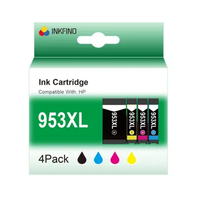 Produktbild von INKFIND 953XL Tintenpatrone für HP953XL HP 953X HP953 HP 953 Tintenpatronen Multipack HP 953 XL mit 4 Stück (1 xSchwarz/Cyan/Magenta/Gelb) für HP Offi