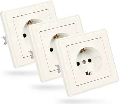 Produktbild von ABSINA Schutzkontakt Steckdose für Unterputz - 3x Wandsteckdose weiß 250V AC, 16A, IP20 - Schuko Steckdose Unterputz