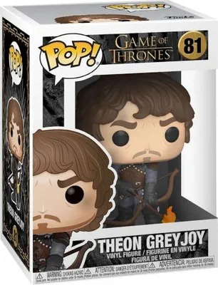 A Funko Pop! vinyl figure of Theon Greyjoy from Game of Thrones, shown in its original packaging.