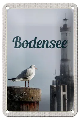Produktbild von Blechschild Reise 12x18cm Bodensee Deutschland Leuchtturm Schild