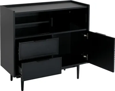 Zdjęcie produktu dla Wielofunkcyjna szafka z oświetleniem LED, odpowiednia do łazienki, salonu, 80x35x80 cm, czarna