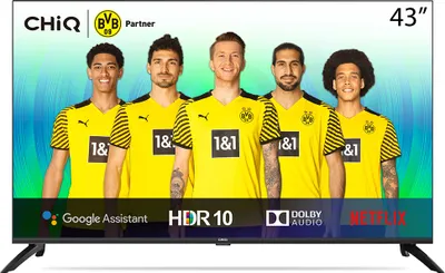 Produktbild von CHiQ 43palcový televizor,Bezrámečkový LED televizor s Androidem,4K UHD U43G7LX,Smart TV,HDR,Bluetooth5.0,Dolby Vision,Netflix,Prime Video,Youtube,Google Assistant,WiFi,LAN/HDMI/USB/CI+,Trojitý tuner (DVB-T2/T/C/S2),Dolby Audio