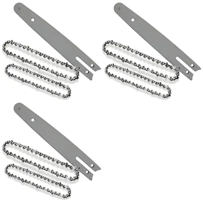 Produktbild von Sägeketten 6 Zoll mit Führungsschiene Ersatzkette für Mini Kettensäge, 1/4 Zoll Teilung, 37 Treibglieder, Kettensägen Zubehör, 3 Schienen + 6 Ketten