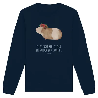 Produktbild von Mr. & Mrs. Panda Baumwoll Pullover Meerschweinchen Weisheit Größe XS - French Navy - Geschenk, Lustige Sprüche, Sweatshirt, Sweater, Bio, Motivation, Spruch, Wunder