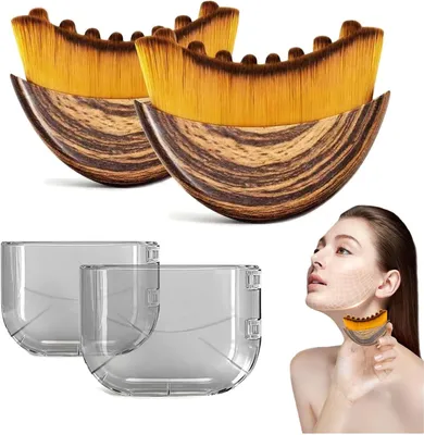 Produktbild von Gesichtsbürste Lymphdrainage, 2 Stück, ergonomisch, für Kinn und Kieferlinie