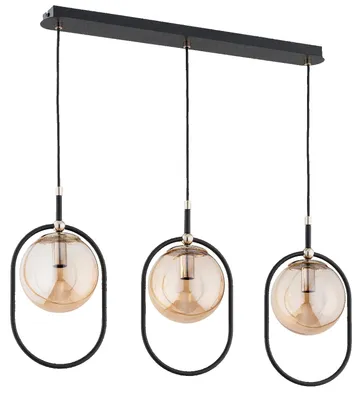 Obrázek produktu pro Závěsné svítidlo AMARO, černé a jantarové, 3xE14x10W, kov, rozměry: 90x78x18 cm, IP20, Alfa