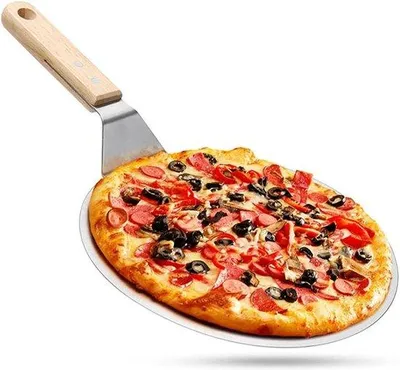 Image de Pelle à pizza en acier inoxydable et bois de chêne pour pizzas maison - 255 cm