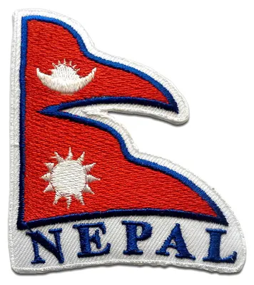 Produktbild von Nepal Flagge Fahne - Aufnäher, Bügelbild, Aufbügler, Applikationen, Patches, Flicken, Zum Aufbügeln, Größe: 7,8 x 6,8 cm