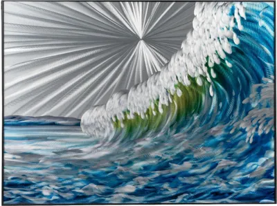 Produktbild von Aluminium Wandbild MODERN ART Welle 60x80cm silber blau bunt  Formano WA