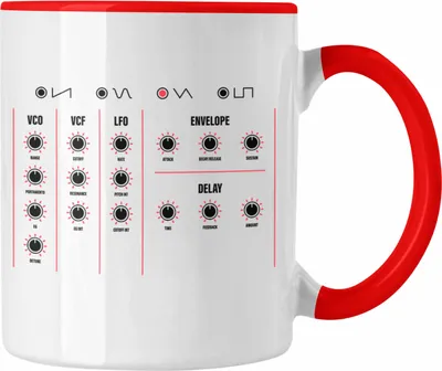 Produktbild von Trendation - Synthesizer DJ Geschenk Tasse Musik Techno Nerd Analog Musiker Modular Geschenkidee (Rot)