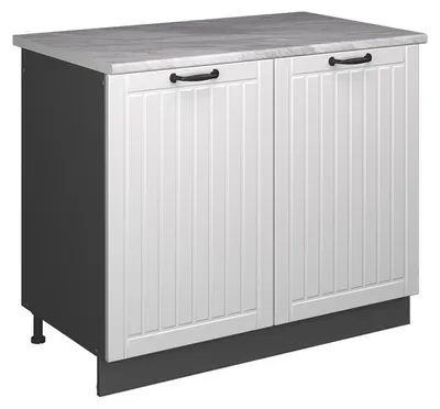 Image de Meuble bas sous-évier Vicco Fame-Line Blanc campagne/Anthracite 100cm, PT Marbre, Model 61952