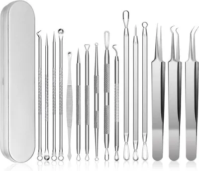 Produktbild von Mitesserentferner-Set, 15-teilig, Pickelentferner-Set, Akne Werkzeuge