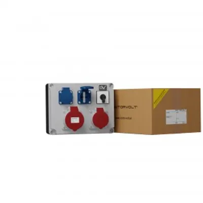 Immagine prodotto di Distributore di corrente Distributore di corrente da parete Distributore di corrente da cantiere 32A 16A 2x230V Prese Mennekes Interruttore a camme 0-1 Distributore di prese Doktorvolt