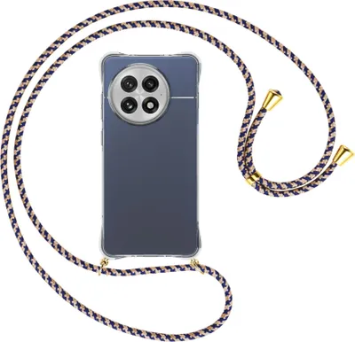 Produktbild von Handykette Backcover-Schutzhülle mit Band (Metall goldfarben) für OnePlus ACE5 5G - blau+beige