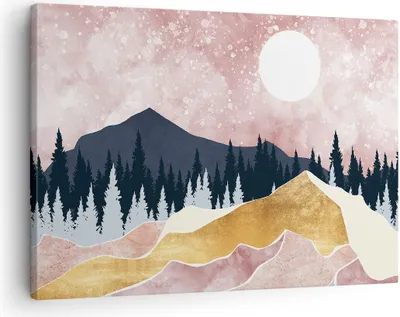 Produktbild von Bild auf Leinwand - Leinwandbild - Einteilig - Grafik Modern Landschaft - 70x50cm - Wand Bild - Wanddeko - Wandbilder - Leinwanddruck - Bilder - Wanddekoration - Leinwand bilder - AA70x50-4832