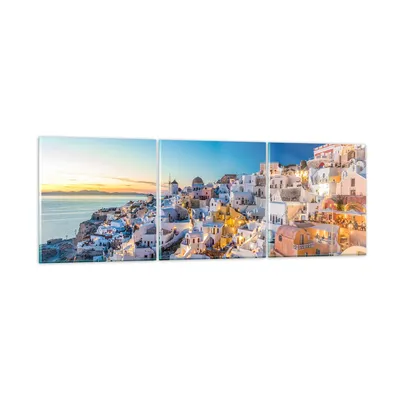 Produktbild von Bilder auf glas - Griechenland Insel Sommer - 90x30cm - Glasbilder - Wandbilder - Kunstdruck - zum Aufhängen bereit - Wanddekoration aus Glas - Glas Bilder - Wandbild auf Glas - GCA90x30-4062