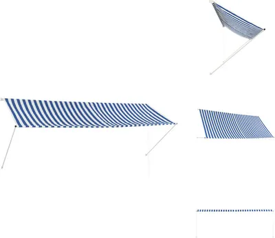Zdjęcie produktu dla vidaXL Wysuwana markiza 350 x 150 cm niebiesko-biała - Markizy