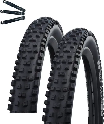 Zdjęcie produktu dla Składana opona Schwalbe 2 x Nobby Nic Performance TLR E-50 Black 62-559 ( 26 x 2.40 ) wraz z dźwigniami do opon maxxi4you