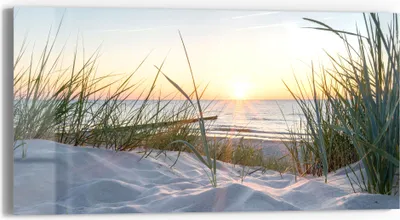 Produktbild von DEQORI Glasbild Echtglas 60x30 cm 'Ostsee Sonnenuntergang' Wandbild Bild modern Deko