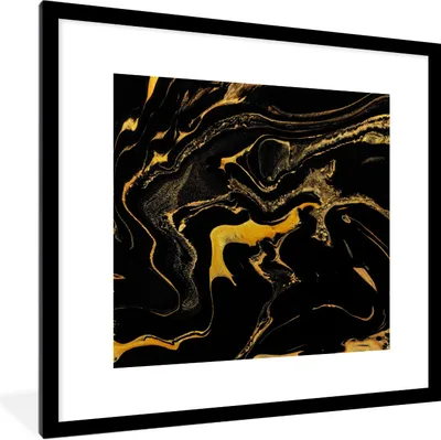 Produktbild von MuchoWow® Gerahmtes Poster Muster - Gold - Schwarz 40x40 cm - Poster mit Schwarzem Bilderrahmen Wandposter Rahmen Foto Bilder - Poster - Plakat im Rahmen