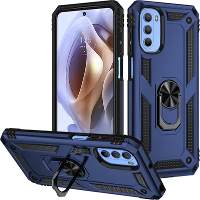 Obrázek produktu pro Pouzdro pro Motorola Moto G31 / G41 dvouvrstvé robustní, vojenská ochrana pouzdro s držákem prstenu a stojánkem modré