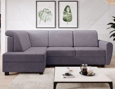 Produktbild von Easy4You Ecksofa MILO L-Form Grau – 235x90x157 cm - Schlafsofa mit Bettkasten und Schlaffunktion - Eckcouch mit Stauraum – Links – Stoff Soro 93
