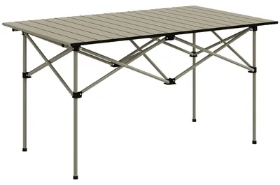 Produktbild von Campingtisch Klapptisch mit Aufrollbare Tischplatte Gartentisch aus Aluminium 2 Personen 95 x 55cm Khaki