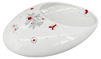 Produktbild von Weihnachtsschale Koleda Bean M (30x20x9cm), weiß/rot/grau