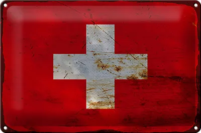 Produktbild von Blechschild Flagge Schweiz 30x20cm Flag Switzerland Rost