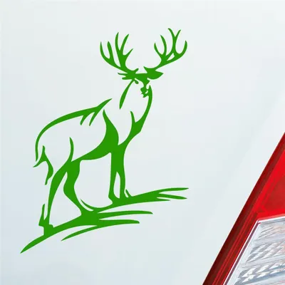 Produktbild von Auto Aufkleber Hirsch Geweih Jäger Wild Jagd 12x9 cm Hellgrün Sticker Heckscheibenaufkleber