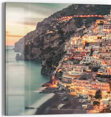 Produktbild von DEQORI Glasbild Echtglas 50x50 cm 'Amalfi Abendglanz' Wandbild Bild modern Deko