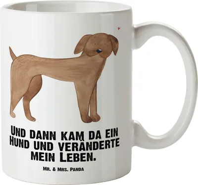 Produktbild von Mr. & Mrs. Panda jumbotasse Hund Dogge - Weiß - Geschenk, Pott, steingut tasse, Große Teetasse, Sprüche, Herz, Keramiktasse, Süß, Hunde